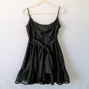 Lucky In The Sky Womens Black Sleeveless Molly Ruffled Chiffon Mini Dress Size M